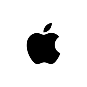 A black apple logo is shown.